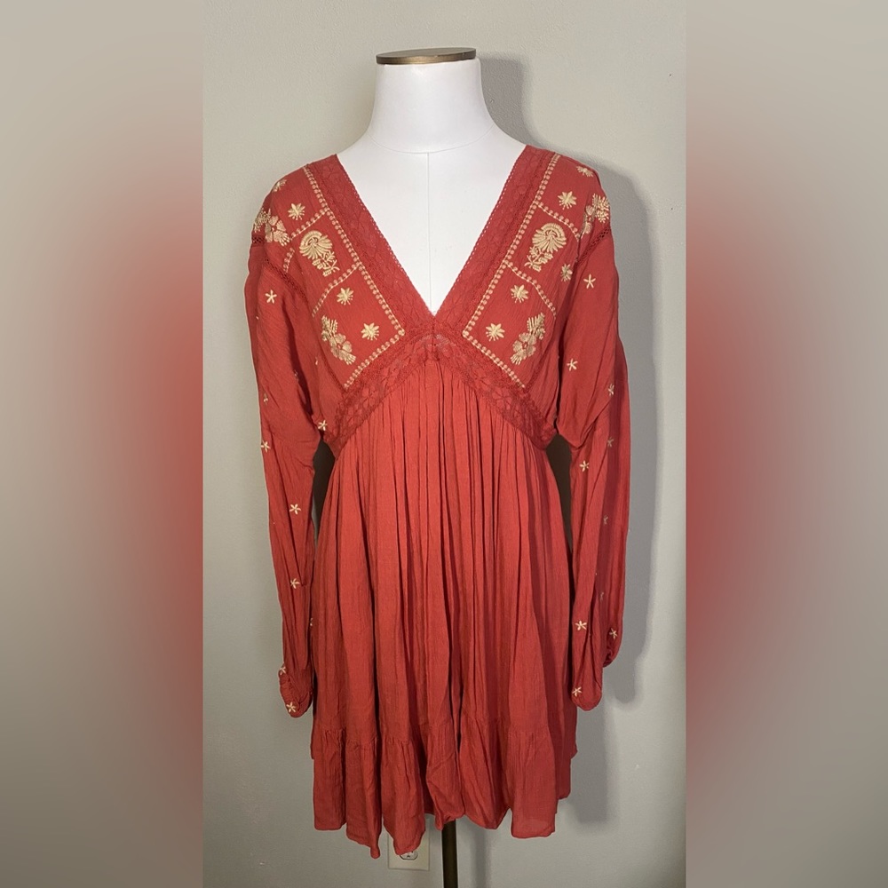 In loom boho embroidered dress